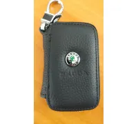 Ключница Авто из натуральной кожи флотер с логотипом Skoda